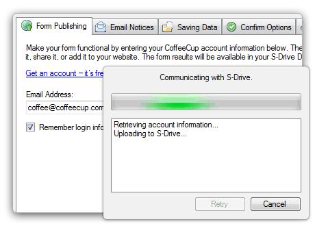 Web Form Builder — S-Drive one-click publish